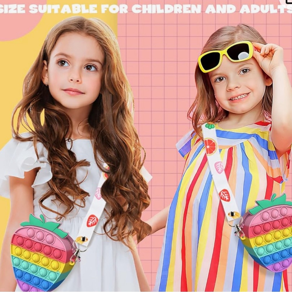 Popit Purse Rainbow Popper Purse Silicone Fidget Toy + 5 fidget toys
